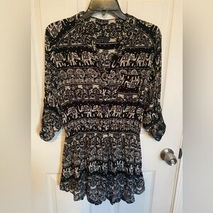 Cals Black and White Floral Print Button-Up Shirt